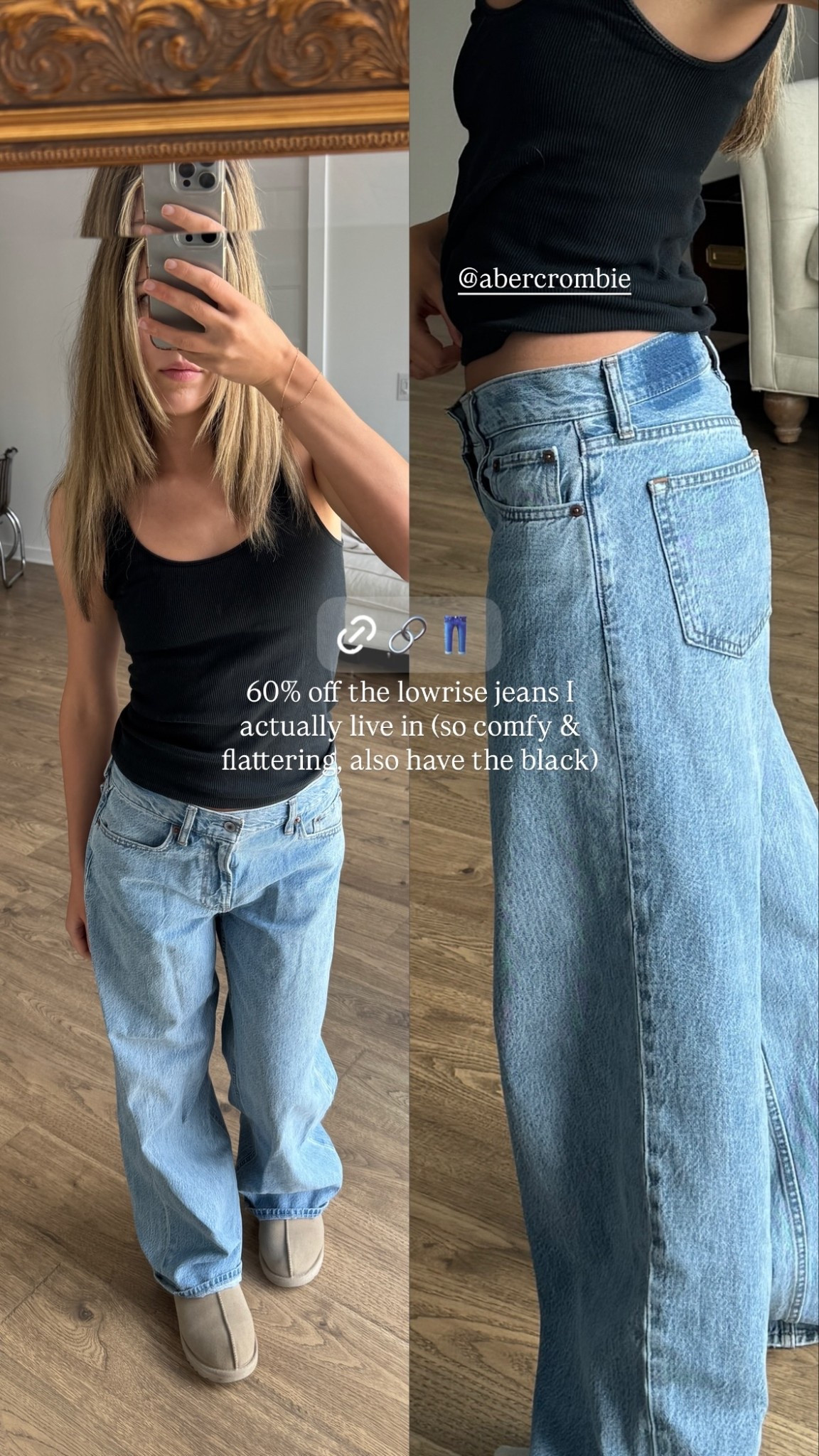 60% off the lowrise jeans I  actually live in (so comfy & flattering, also have the black) @abercrombie