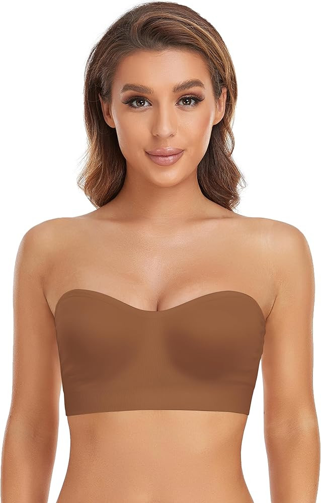 Lusait Strapless Bra for Women Non-Slip Silicone Padded Bandeau Bra Wireless Tube Top Bra | Amazon (US)