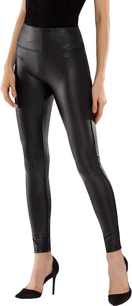 CLIV Women's Faux Leather Leggings Stretch High Waist Yoga Pleather Pants | Amazon (US)