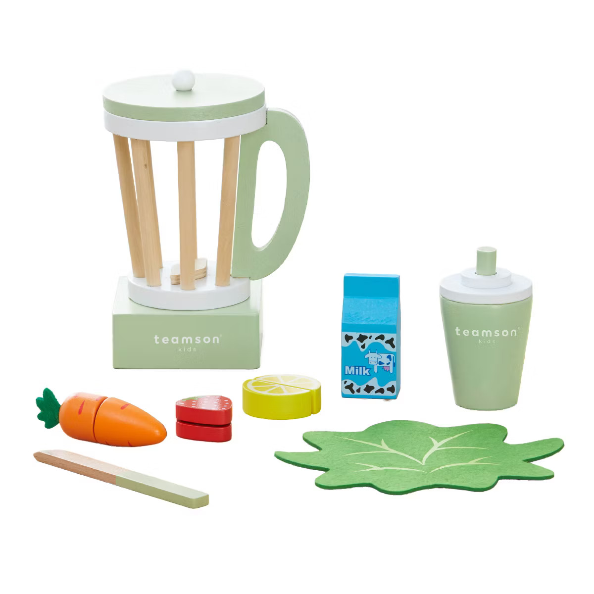 Teamson Kids Wooden Blender play kitchen Toy accessories Green 13 pcs TK-W00008 | Target