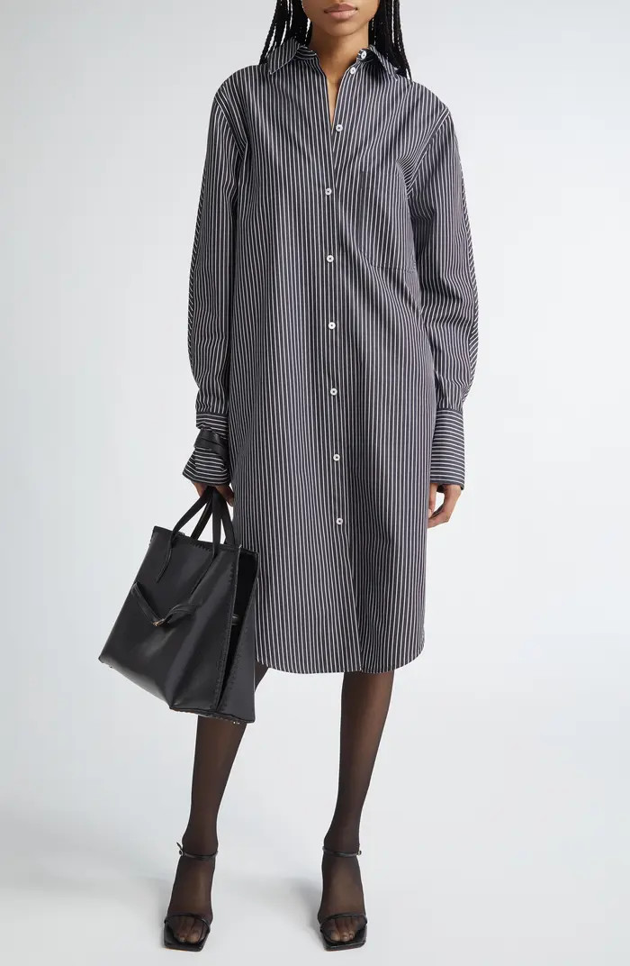Stripe Oversize Long Sleeve Organic Cotton Poplin Shirtdress | Nordstrom