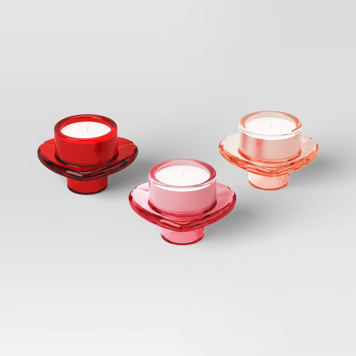 3pk Glass Heart Valentine's Candle Holders - Threshold™ | Target
