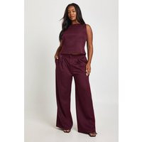 boohoo Women's Plus Pleated Front Wide Leg Trousers in Plum | Size: 20 | Woven | boohoo (US & Canada)