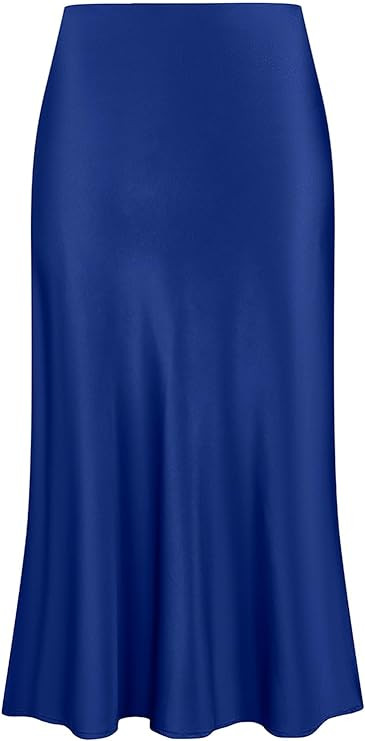 Keasmto Leopard Skirt for Women Midi Length High Waist Silk Satin Elasticized Cheetah Casual Ladi... | Amazon (US)