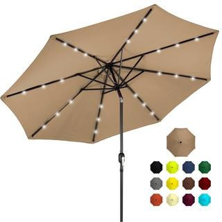 10ft Solar LED Lighted Patio Umbrella w/ Tilt Adjustment, Fade-Resistance | Best Choice Products 