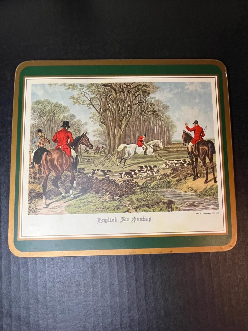 Set of Five English Fox Hunting Pimpernel Corkback Placemats and One Coaster - Etsy | Etsy (US)