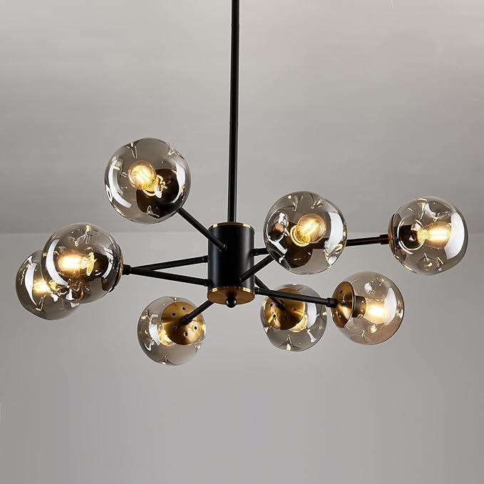 8 Light Chandelier Pendant Lighting Black with Glass Globes Classic Vintage Ceiling Light Fixture... | Amazon (US)