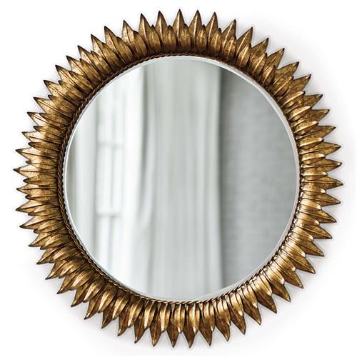 Regina Andrew Sun Flower Hollywood Regency Gold Leaf Steel Round Wall Mirror | Kathy Kuo Home
