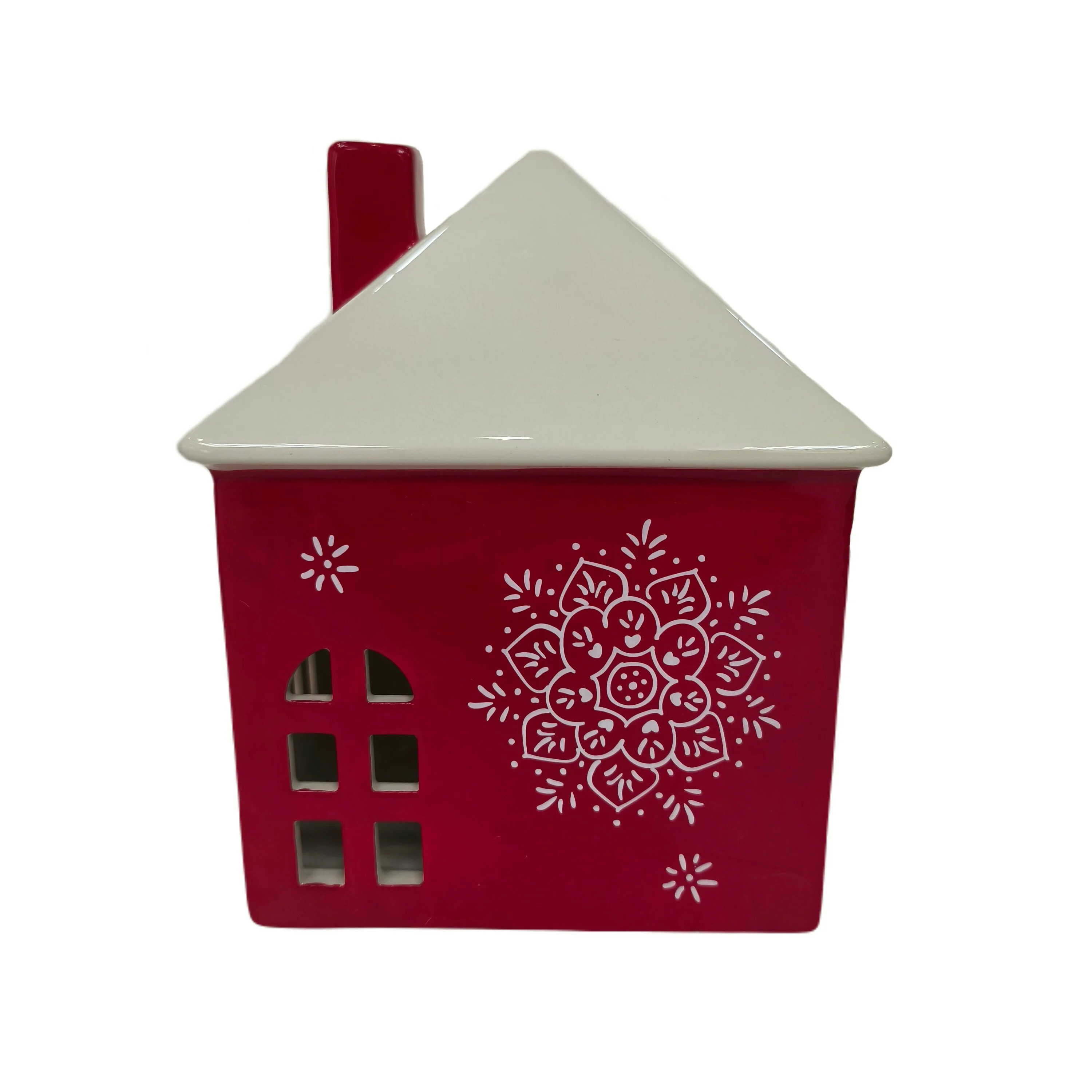 Ceramic House Christmas Tabletop Decor, Red and White, 6.5", by Holiday Time | Walmart (US)