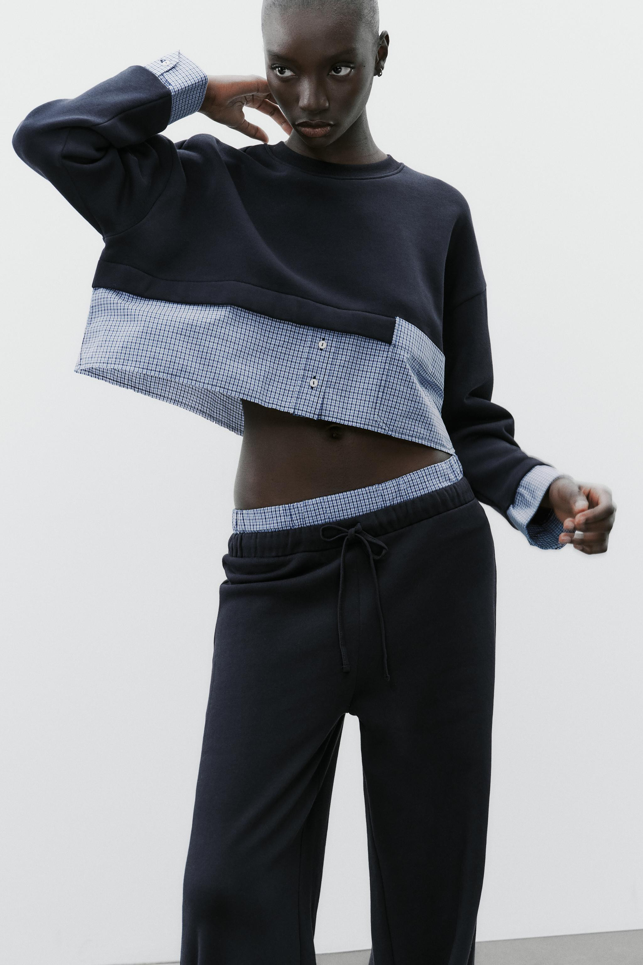 CONTRAST CROPPED SWEATSHIRT | Zara UK