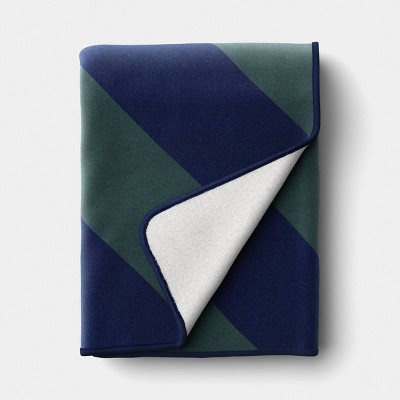 Stripe Printed Chenille Throw Faux Shearling Navy/Green - Room Essentials™ | Target