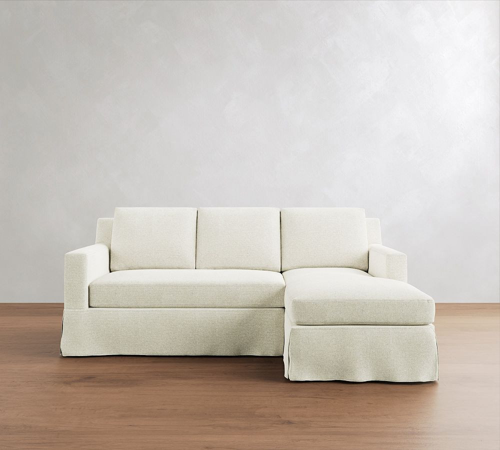 York Square Arm Slipcovered Chaise Sectional (84"–114") | Pottery Barn (US)