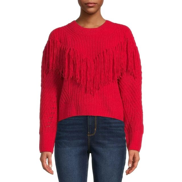 No Boundaries Juniors Fringe Sweater | Walmart (US)