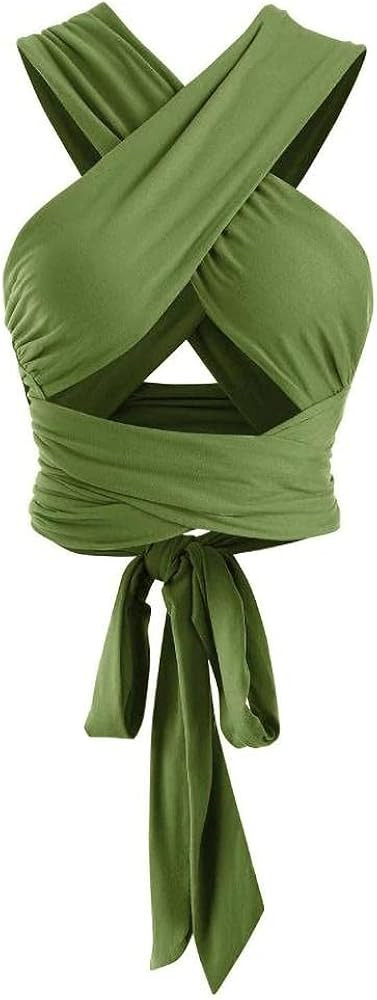 ZAFUL Ribbed Halter Crop Top Ruched Lace-up Cropped Cami Bandana Top Stitching Cropped Tank Top | Amazon (US)