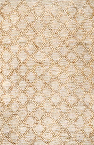 Natural Textured Trellis Jute 5' x 8' Area Rug | Rugs USA