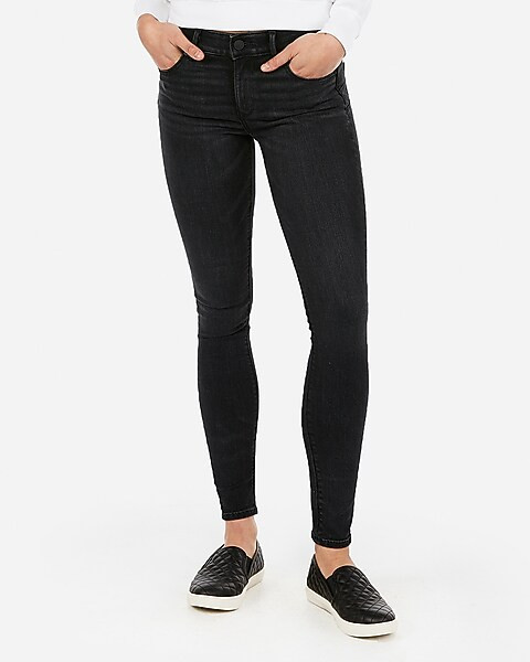 mid rise denim perfect lift black leggings | Express
