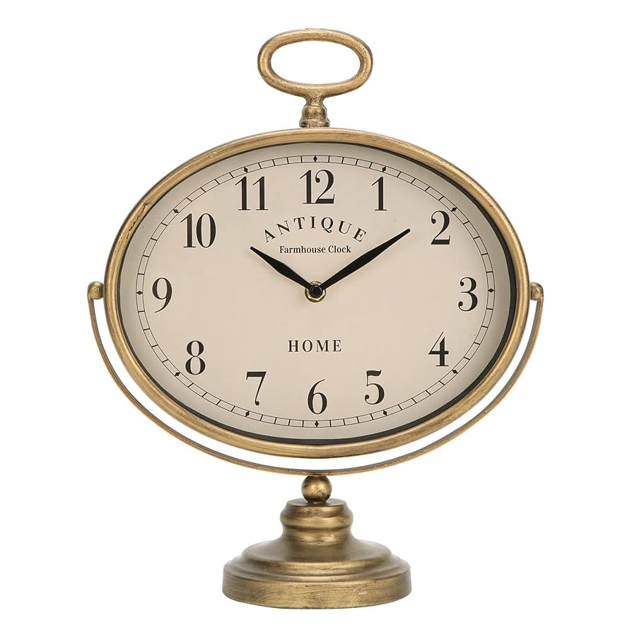 NIKKY HOME Antique Table Clock, Gold Retro Desk Clock with Silent-Non-Ticking Battery Operated Ru... | Amazon (US)