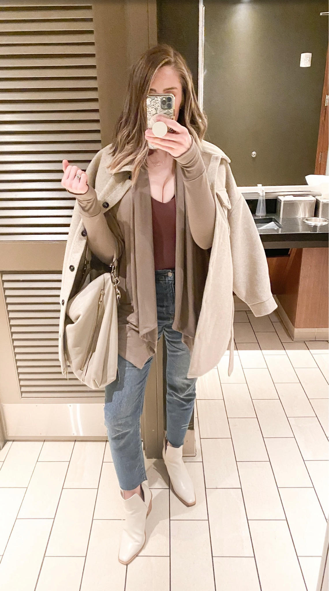 Mirror selfie 📸 
Celebrated my birthday with a dinner date night with my husband! Threw together some layers for this casual yet chic outfit!

Bodysuit | amazon
Jacket | boohoo
Wrap | athleta
Jeans | good American

#LTKstyletip #LTKfindsunder100