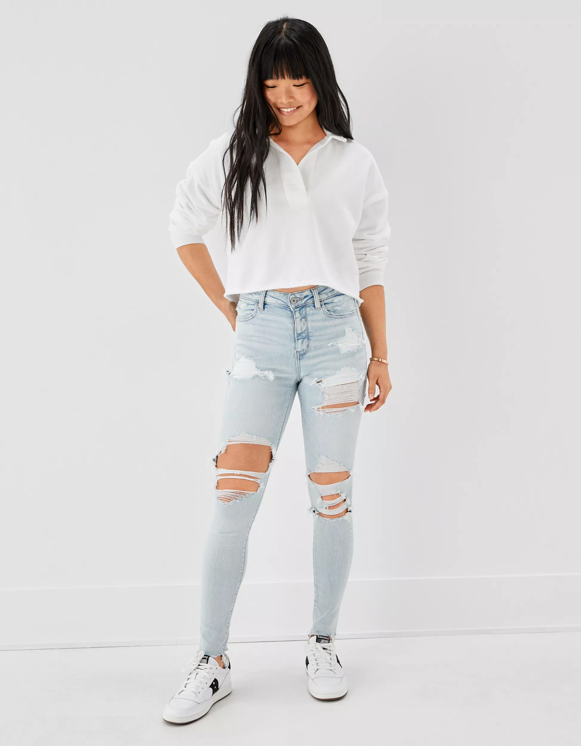 AE Ne(x)t Level Ripped High-Waisted Jegging | American Eagle Outfitters (US & CA)