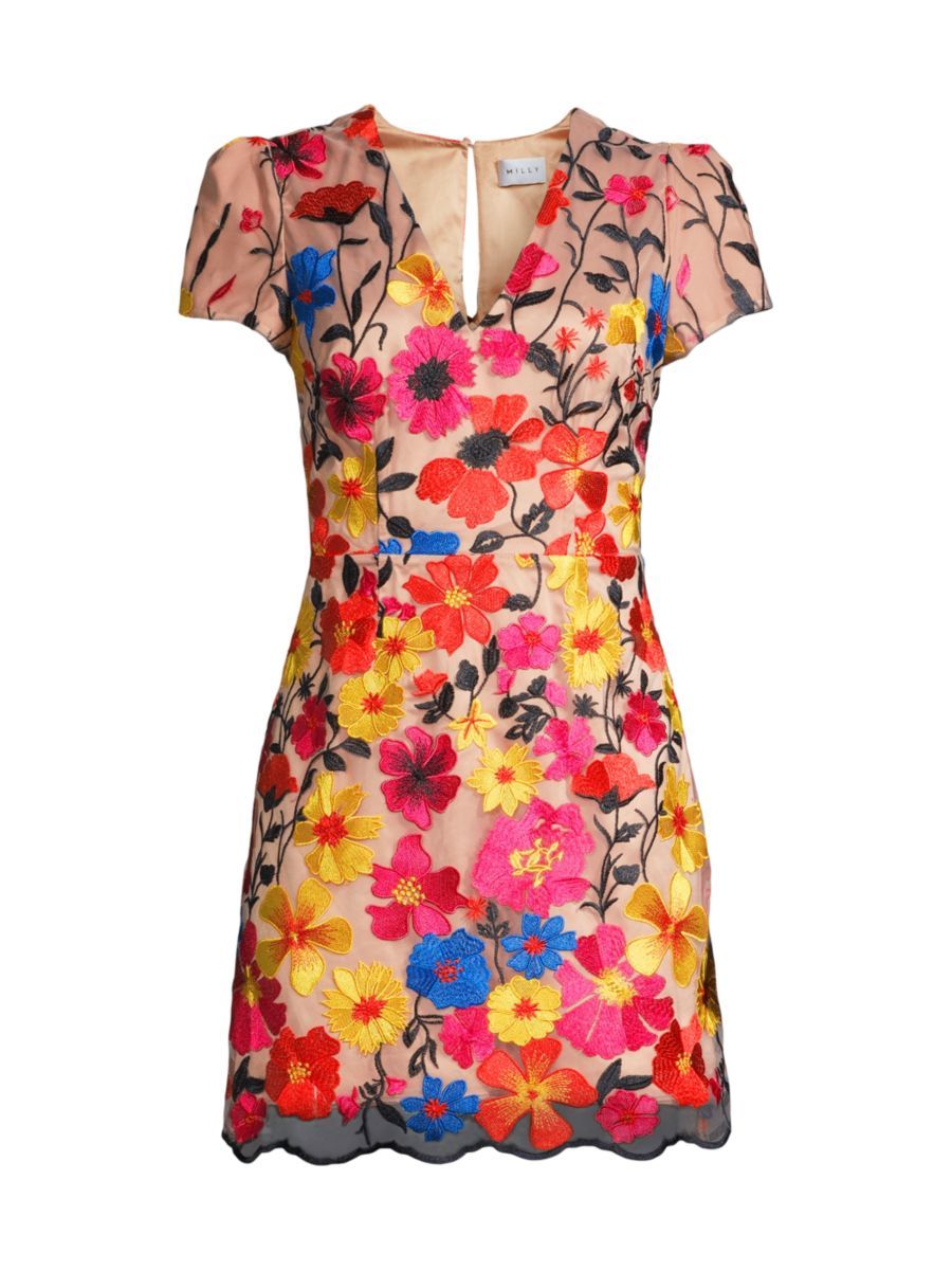 Atalie Floral Mesh Embroidered Dress | Saks Fifth Avenue