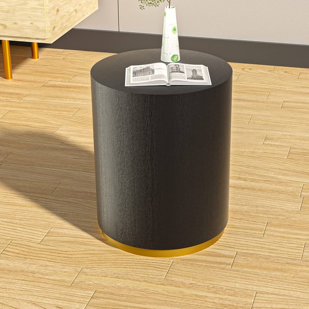 kevinplus Black Side Table End Table Small Round Coffee Table for Living Room, Circle Wood End Ta... | Amazon (US)