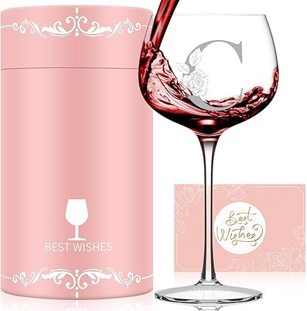 Mothers Day Gifts for Mom Grandma Wife Daughter, Initial A-Z Wine Glass Personalized Gift For Wom... | Amazon (US)