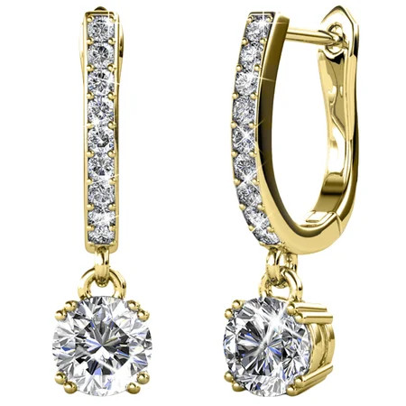 Cate & Chloe McKenzie 18k Yellow Gold Plated Drop Dangle Earrings with Swarovski Crystals for Women | Walmart (US)