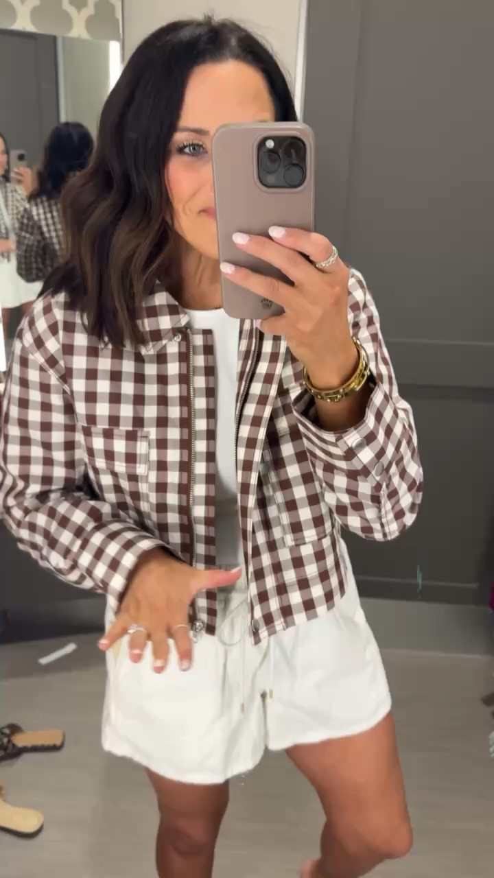 One of my favorite Target pieces right now 🤎 This brown and ivory gingham jacket is such a good statement piece without being too much. Styled it with olive linen shorts and a cropped tee for spring, but you could easily wear it in the fall with jeans too. Gingham is really trending right now, and this is such a fun way to add it to your wardrobe. Wearing a size small.

#targetstyle #targetfinds #gingham #ginghamjacket #springoutfit #springstyle #targetfashion #linenshorts #trendingstyle #statementpiece #ltkstyle #ltkfinds #ltkseasonal #springfashion

#LTKspring #LTKPetite #LTKspringtrends