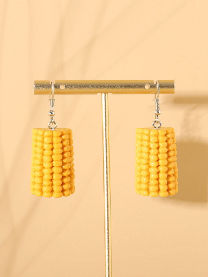 1 Pair Fashionable Minimalist Resin Corn Shaped Earrings, Gift For Women, Festival Party | SHEIN