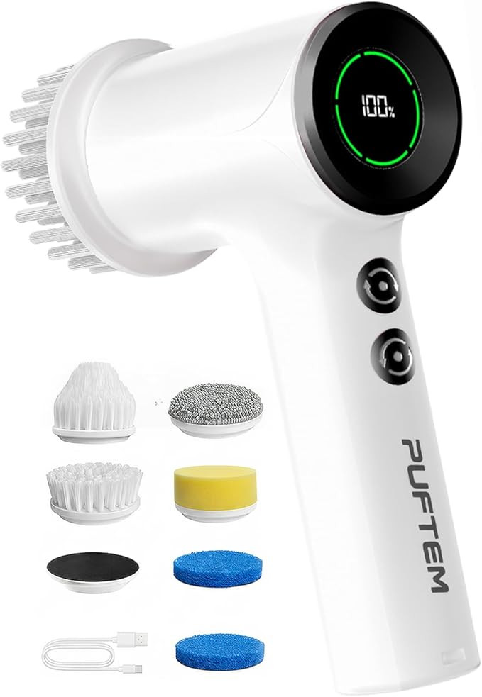 PUFTEM Shower Scrubber, Electric Spin Scrubber for Bathroom Cleaning – Cordless Shower Cleaner ... | Amazon (US)