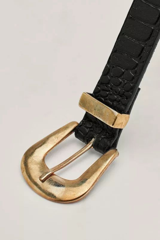 Leather Croc Square Buckle Belt | NastyGal (UK, IE)