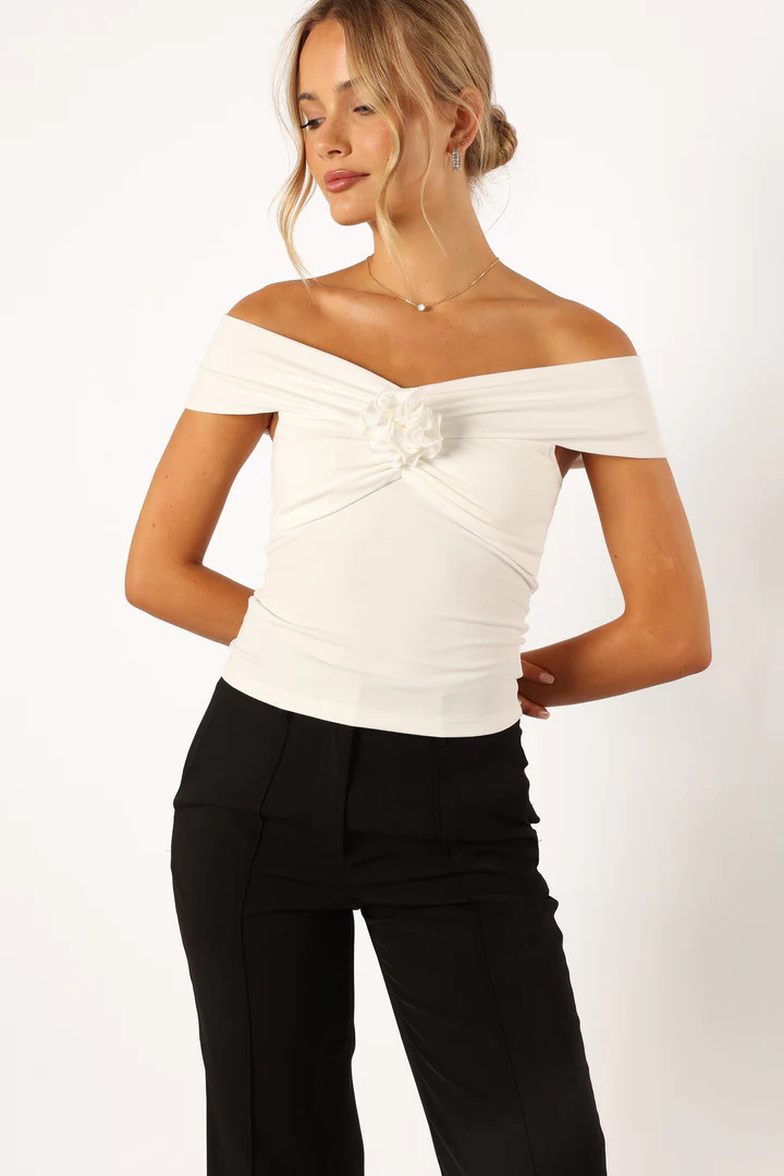 Yvette Rosette Top - White | Petal & Pup (US)