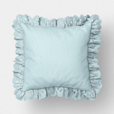 26"x26" Eyelet Ruffle Outdoor Throw Pillow Blue - Threshold™ designed with Studio McGee | Target