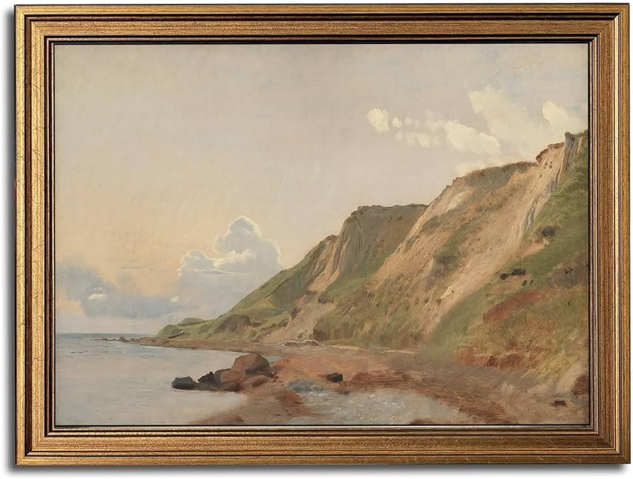 Gold Framed Wall Art Vintage Canvas Wall Art Coastal Landscape Natural Aesthetic Artwork Prints P... | Amazon (US)