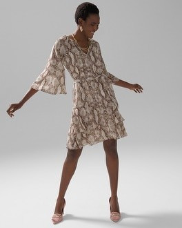 Studded Python Ruffle Dress | White House Black Market