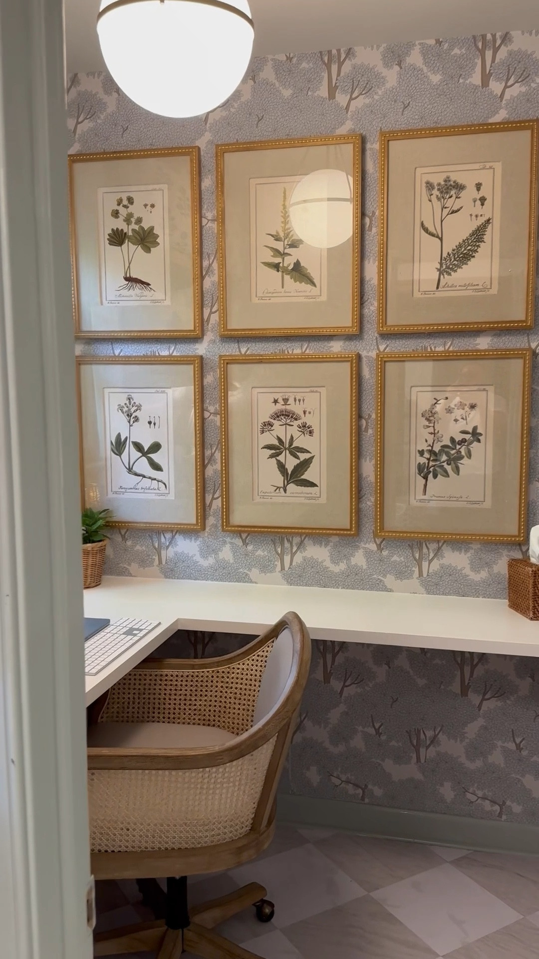 We turned our unused downstairs half-bath into my new home office — and I’m so glad we did! I reused wallpaper and paint we already had, added IKEA countertops for the wraparound desk, and finished it off with cozy touches like oak shelves and framed art that ties it all together. It’s now one of my favorite rooms in the house — classic, calm, and perfectly functional. 💙✨

#LTKHome