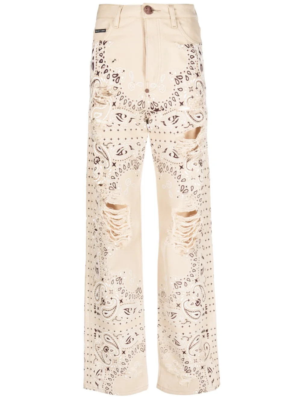 paisley-print cotton jeans | Farfetch Global