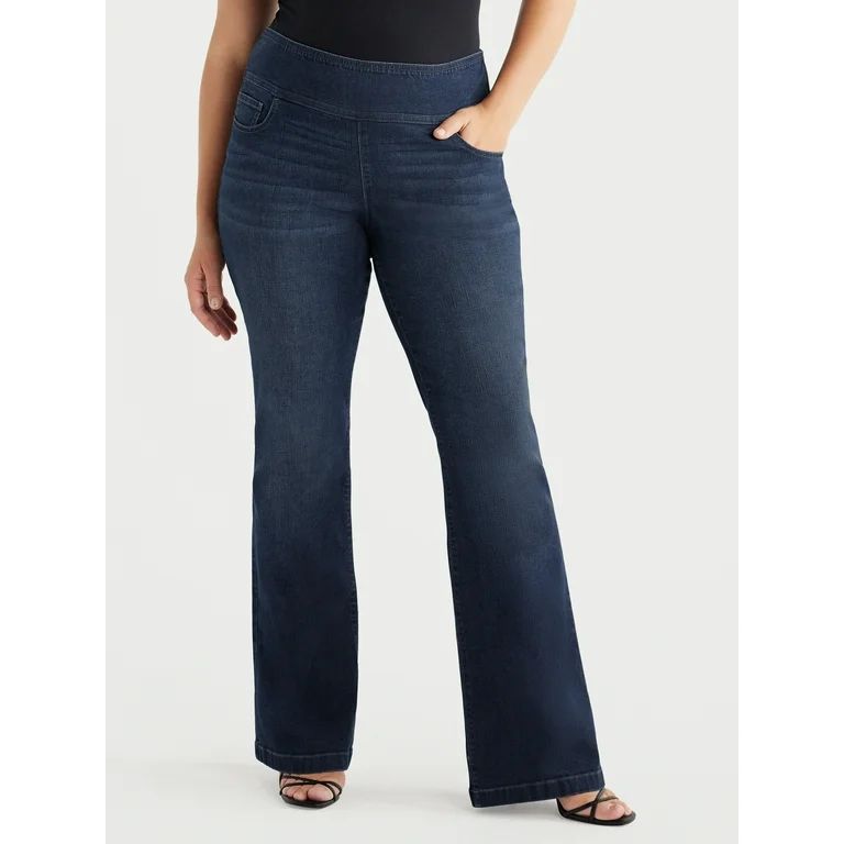 Sofia Jeans Women's Plus Size Melisa Flare High Rise Pull On Jeans, 32.5" Inseam, Sizes 14W-28W | Walmart (US)