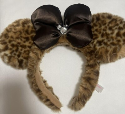 Japan Tokyo Disney Resort Store Ears HeadBand Hat Leopard Fluffy Brown Bow  | eBay | eBay US