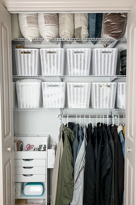 Not sure what to do with that spare room closet?  We wanted a closet that was adjustable, functional, and affordable.  This Rubbermaid unit checked of all the boxes. We store coats, household items, cleaning products and linens in this closet.  My best tip:  store what you use most frequently on the most accessible spot.

Visit my website where I share my best organized-ish tips: www.lelaburris.com

#LTKFind #LTKhome #LTKfamily