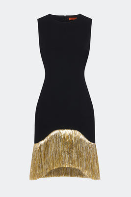 Bowie Fringe Mini Dress In Black Tinsel | Simon Miller