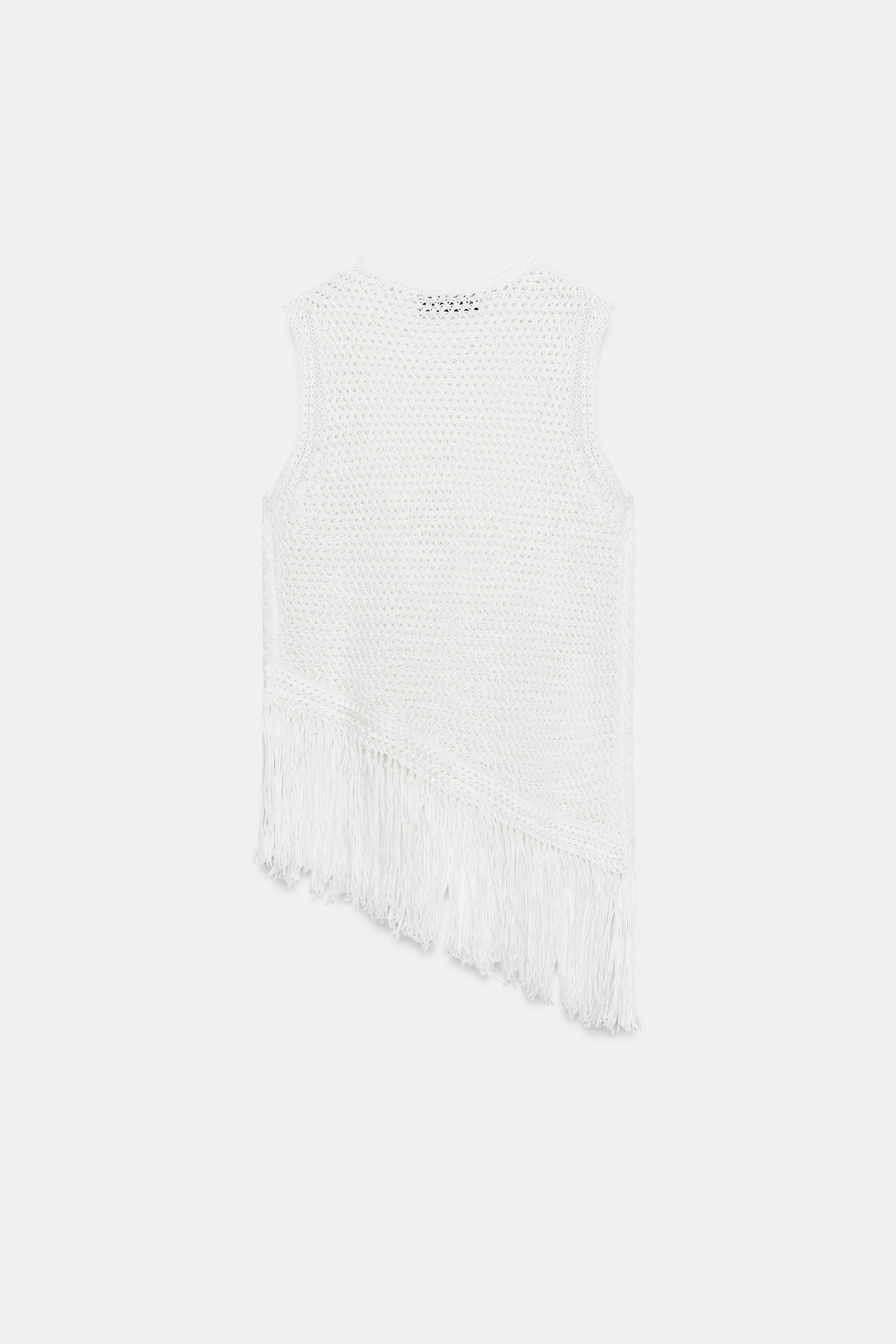 KNIT TOP WITH FRINGING | Zara UK