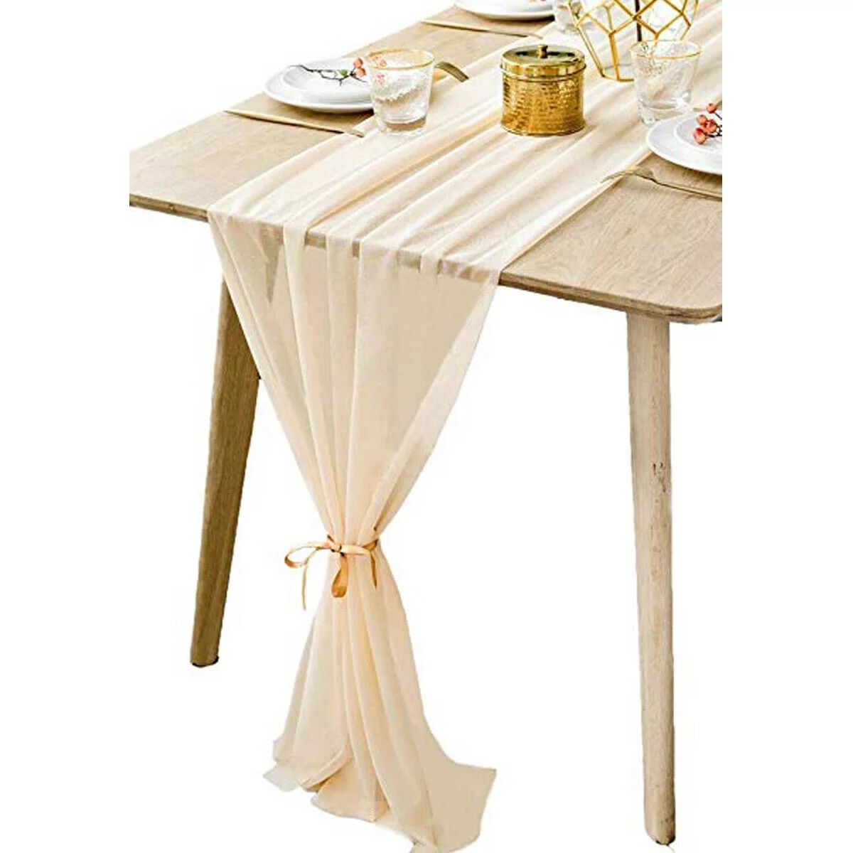 Chiffon Table Runner Runners Chair Swags Wedding Party Decoration Beige | Walmart (US)