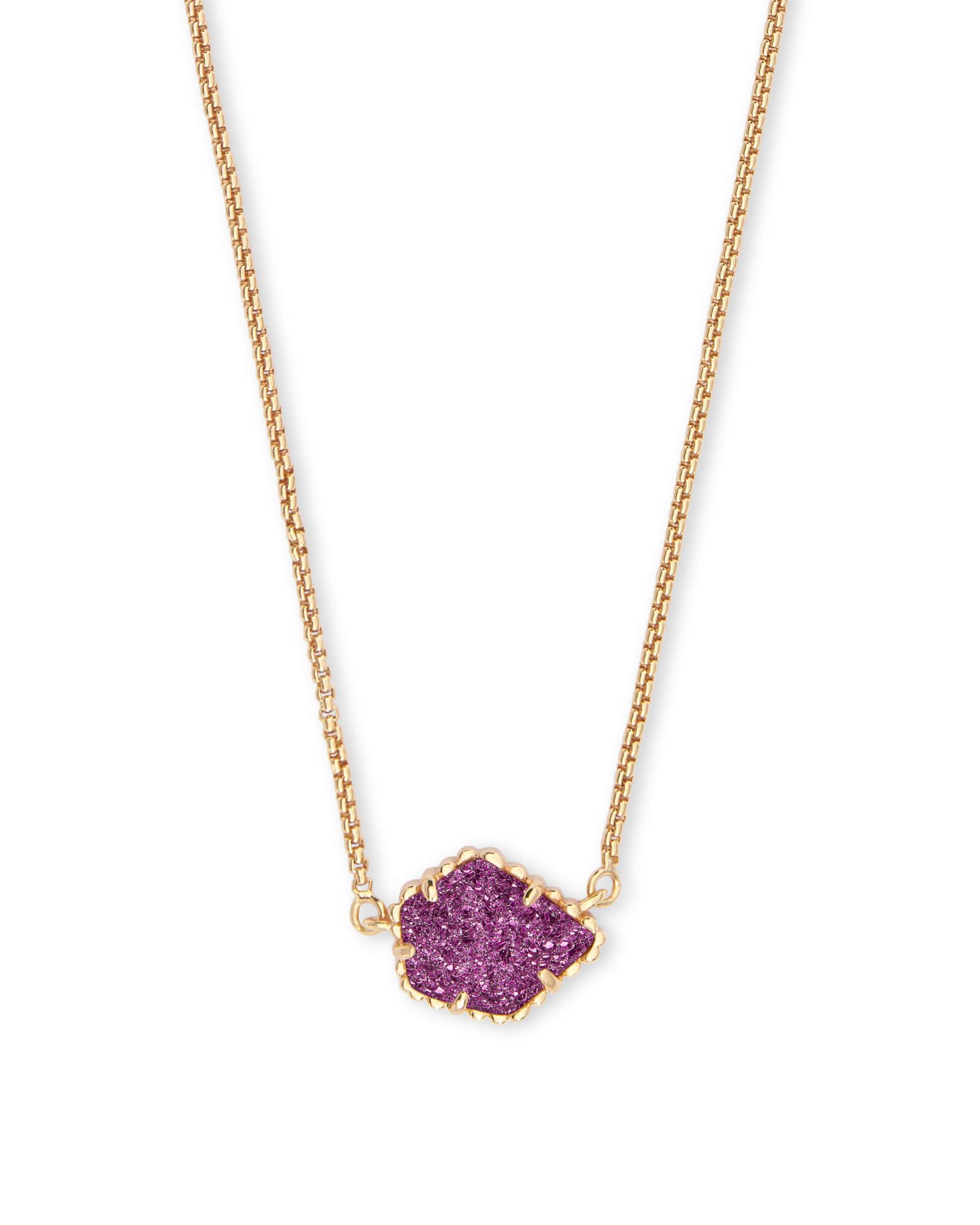 Tess Gold Pendant Necklace in Amethyst Drusy | Kendra Scott