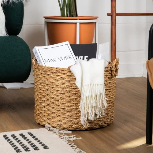 Wholestory Collective Round Woven Wicker Rattan Large Blanket Floor Storage Basket with Handles p... | Amazon (US)