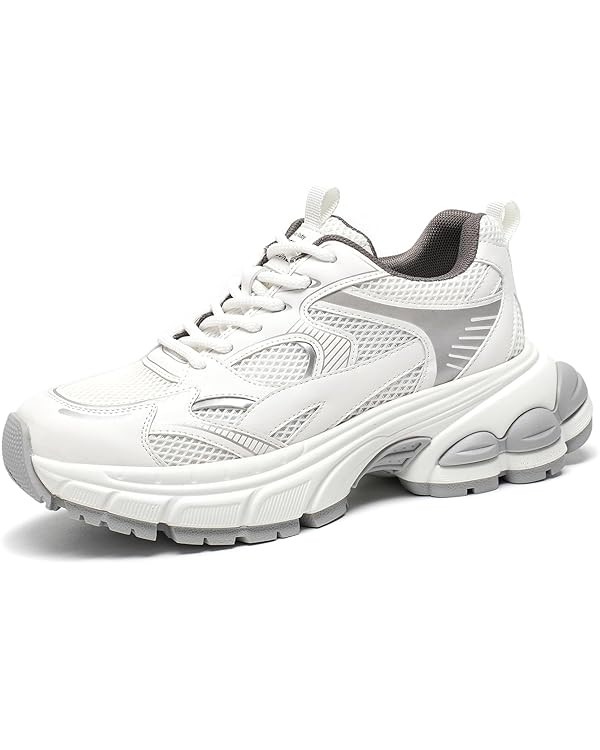 BEAU TODAY Womens Walking Shoes Fashion Platform Chunky Sneakers for Women Lace-up Casual Mesh Br... | Amazon (US)