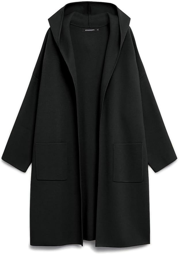 MEROKEETY Women's 2023 Long Sleeve Hooded Cardigan Dressy Open Front Knit Sweater Coat with Pocke... | Amazon (US)