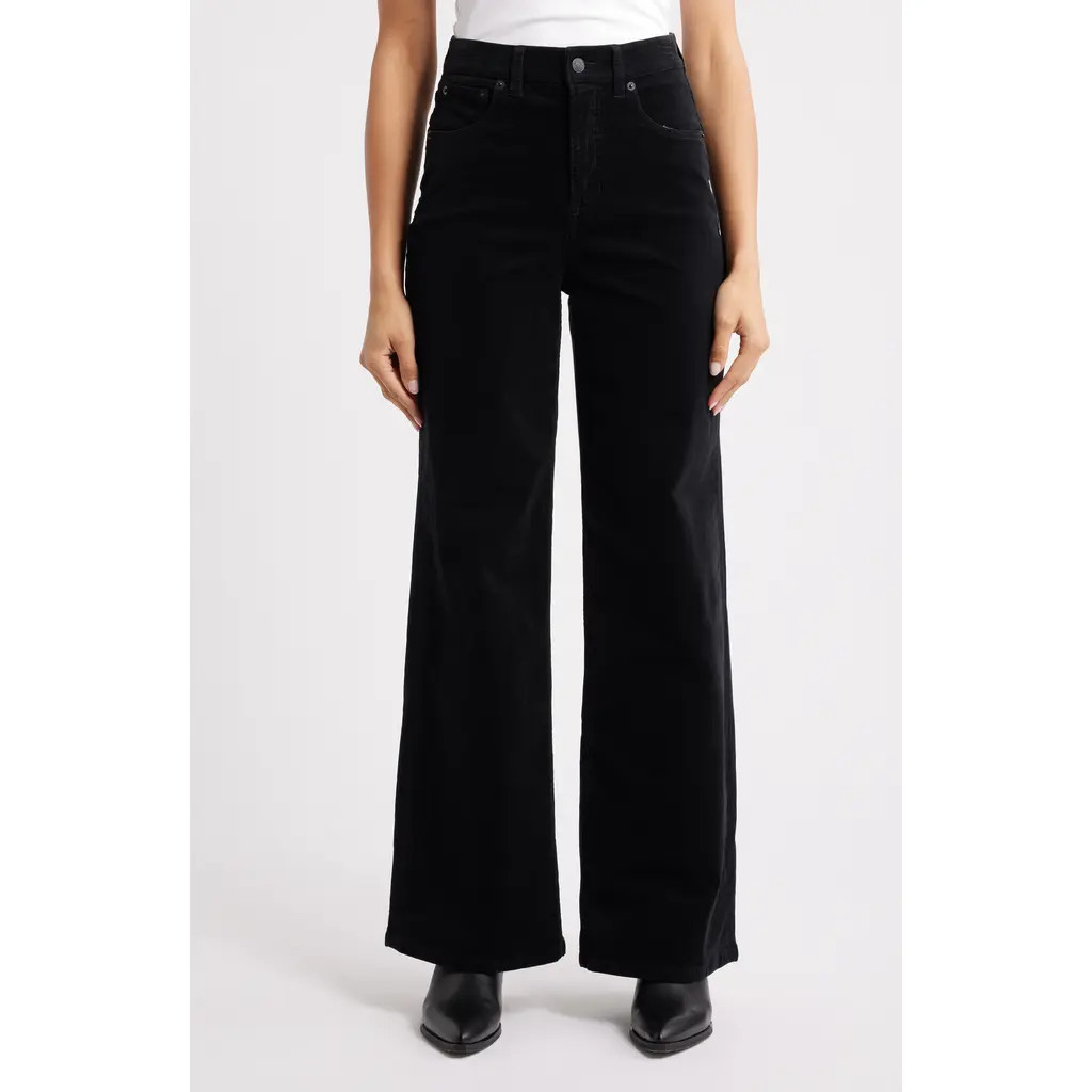 SPANX® High Waist Wide Leg Corduroy Pants in Classic Black at Nordstrom, Size Large | Nordstrom