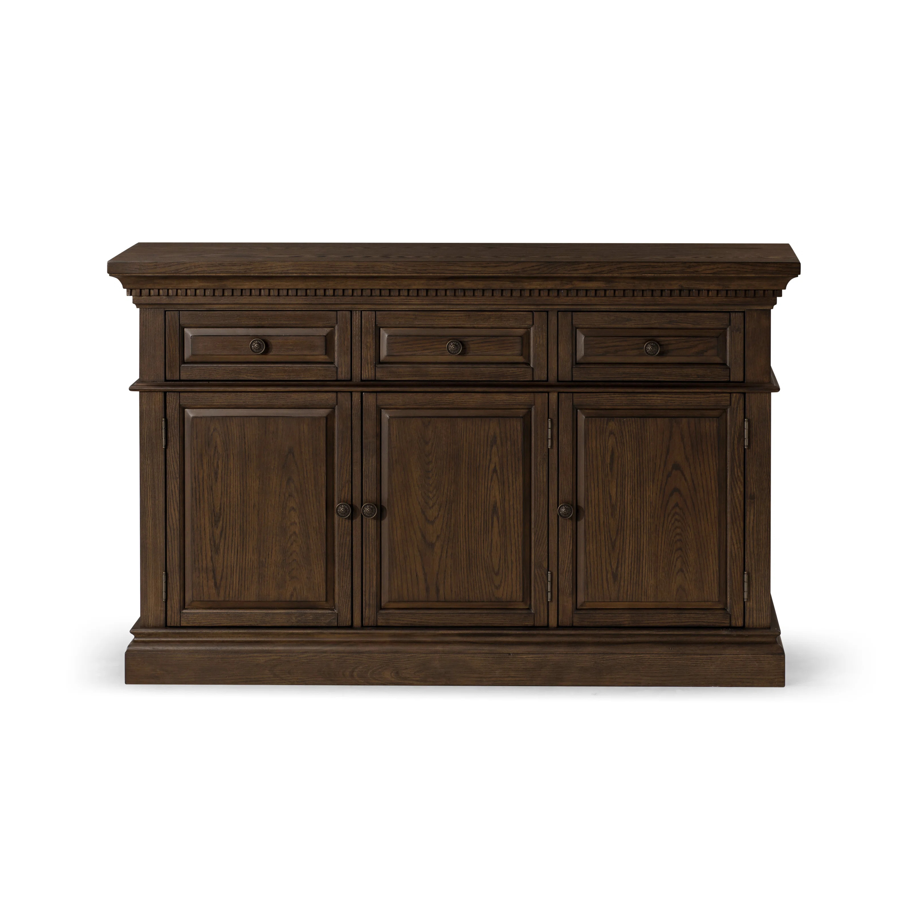 Maven Lane Theo Traditional Wooden Sideboard In Antiqued Brown Finish | Wayfair North America