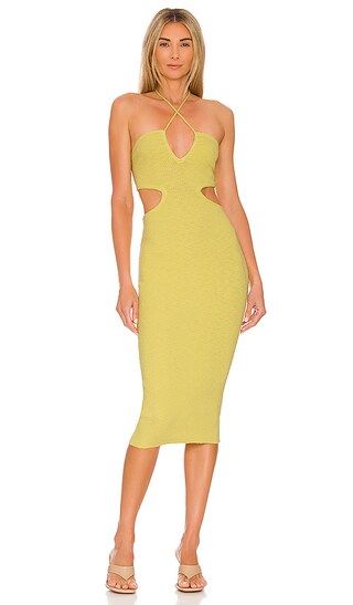 Maddix Halter Midi Dress in Lime | Revolve Clothing (Global)